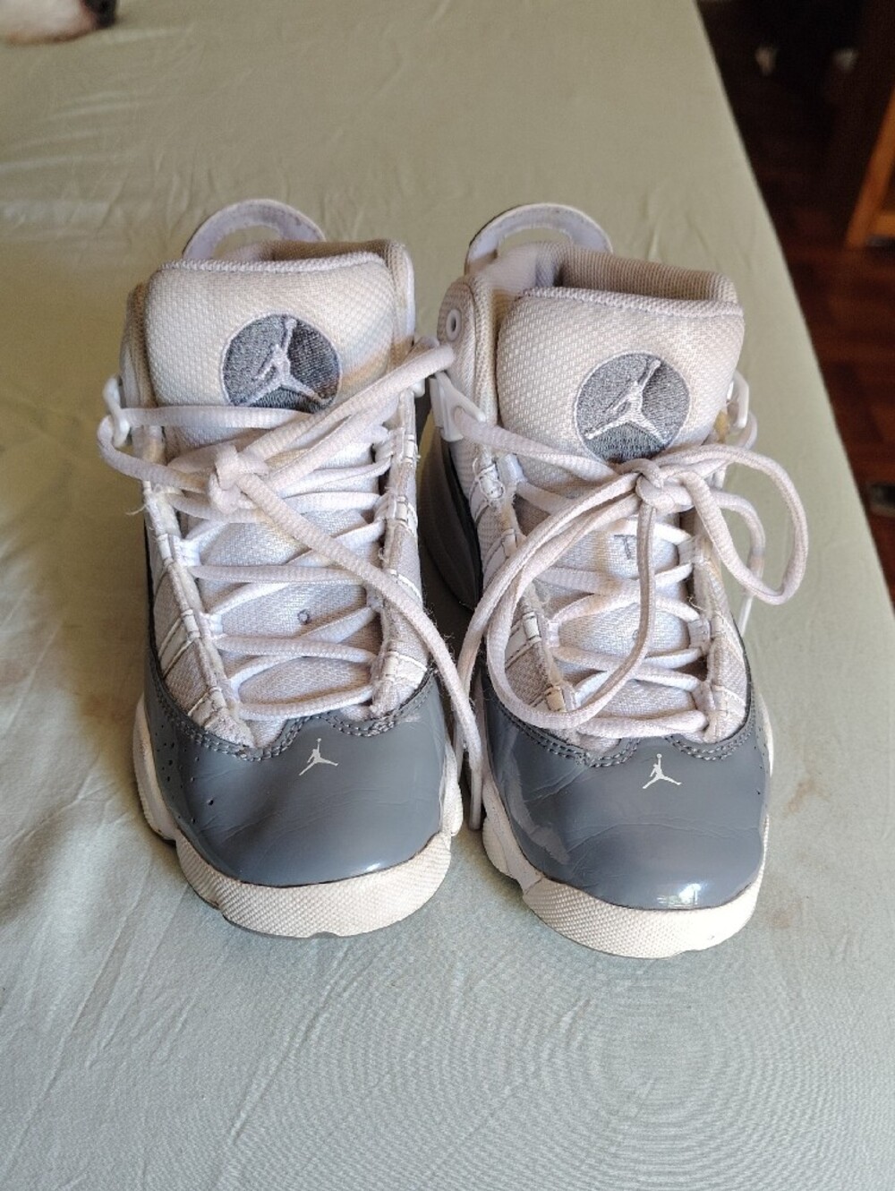 Jordan Kids Gray & White Low-Top Basketball Sneakers - Picture 3 of 10